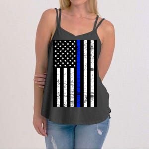 Thin Blue Line American Flag Women's Strappy Tank