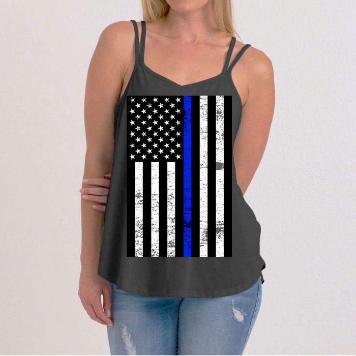 Thin Blue Line American Flag Women's Strappy Tank