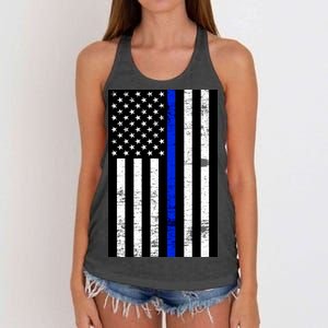 Thin Blue Line American Flag Women's Knotted Racerback Tank