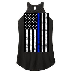 Thin Blue Line American Flag Women's Perfect Tri Rocker Tank