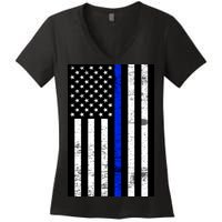 Thin Blue Line American Flag Women's V-Neck T-Shirt