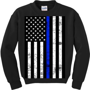 Thin Blue Line American Flag Kids Sweatshirt