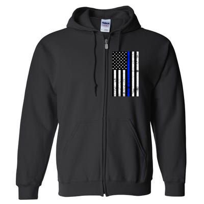 Thin Blue Line American Flag Full Zip Hoodie