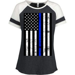 Thin Blue Line American Flag Enza Ladies Jersey Colorblock Tee