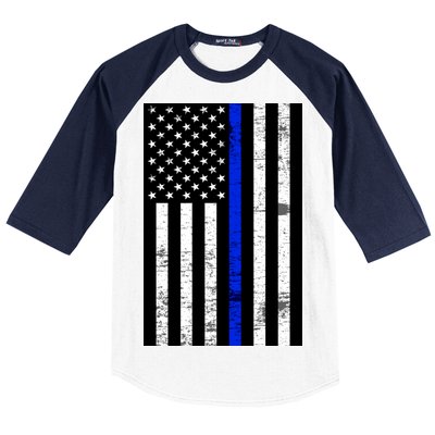 Thin Blue Line American Flag Baseball Sleeve Shirt