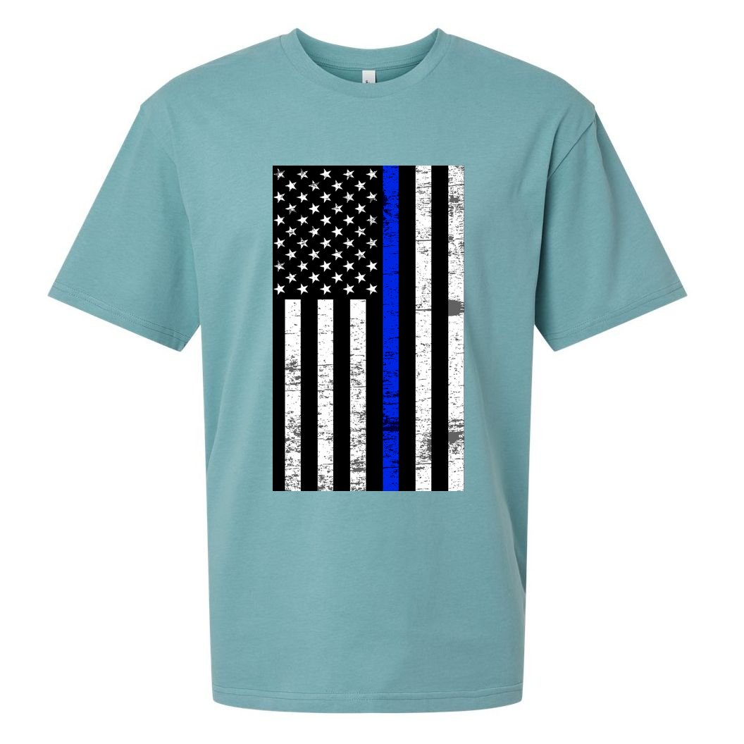 Thin Blue Line American Flag Sueded Cloud Jersey T-Shirt