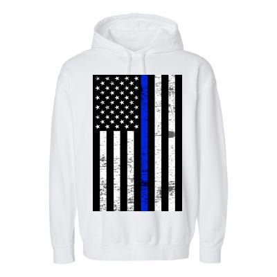 Thin Blue Line American Flag Garment-Dyed Fleece Hoodie