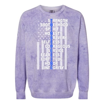 Thin Blue Line Blue Lives Us Flag Colorblast Crewneck Sweatshirt