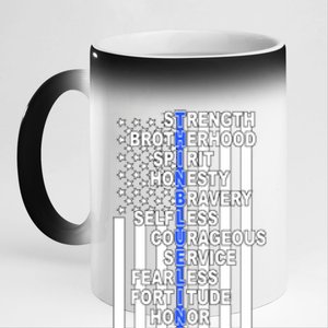 Thin Blue Line Blue Lives Us Flag 11oz Black Color Changing Mug