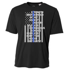 Thin Blue Line Blue Lives Us Flag Cooling Performance Crew T-Shirt