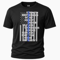 Thin Blue Line Blue Lives Us Flag Cooling Performance Crew T-Shirt