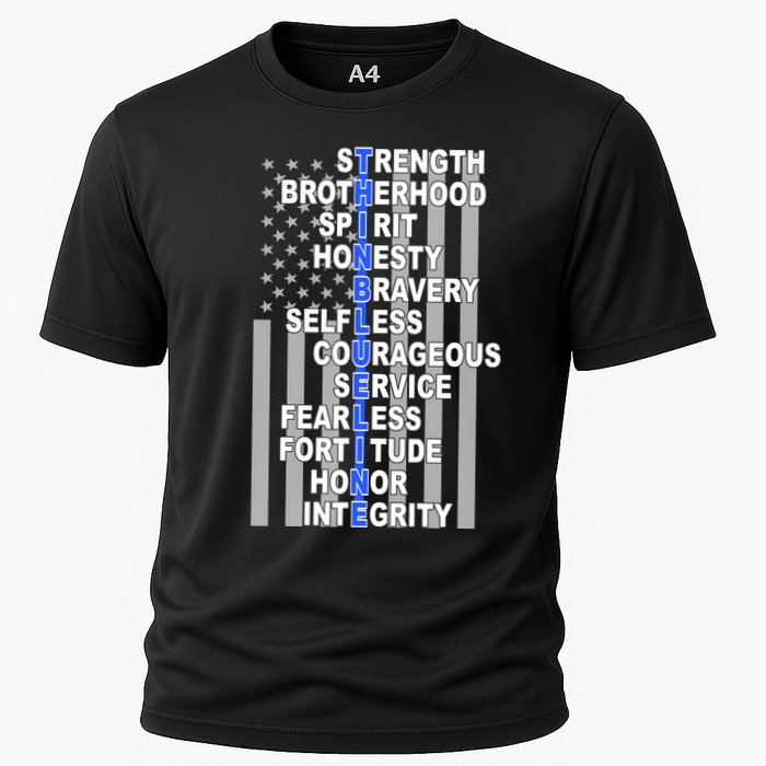 Thin Blue Line Blue Lives Us Flag Cooling Performance Crew T-Shirt