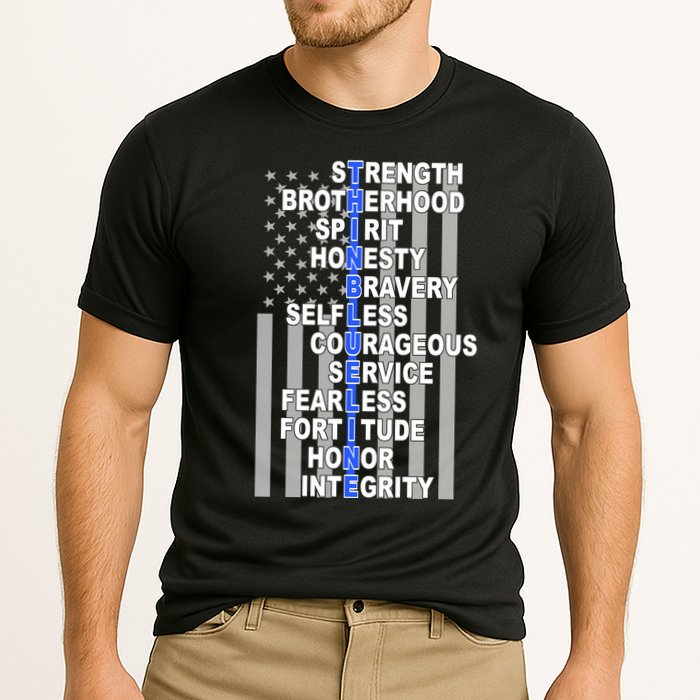 Thin Blue Line Blue Lives Us Flag Cooling Performance Crew T-Shirt