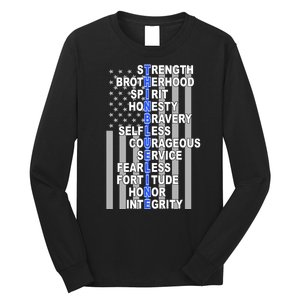 Thin Blue Line Blue Lives Us Flag Long Sleeve Shirt