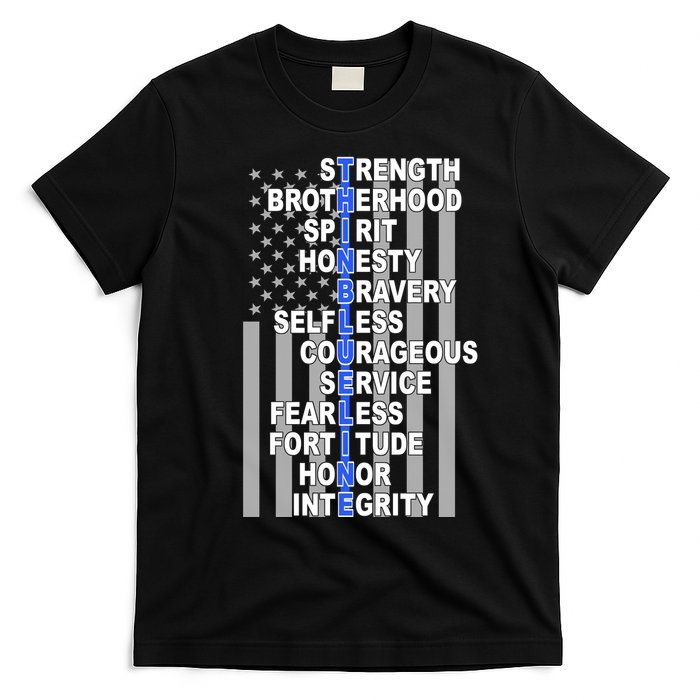Thin Blue Line Blue Lives Us Flag T-Shirt
