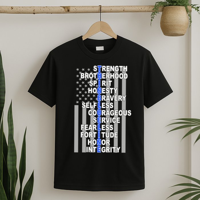 Thin Blue Line Blue Lives Us Flag T-Shirt