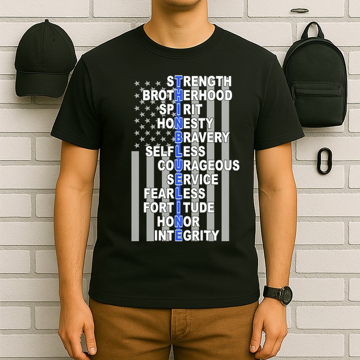 Thin Blue Line Blue Lives Us Flag T-Shirt