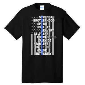 Thin Blue Line Blue Lives Us Flag Tall T-Shirt