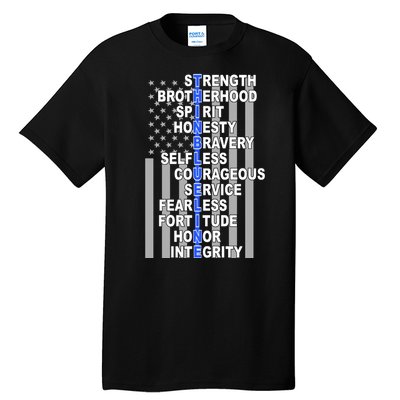 Thin Blue Line Blue Lives Us Flag Tall T-Shirt