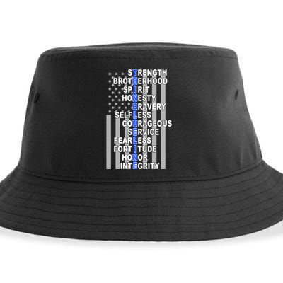 Thin Blue Line Blue Lives Us Flag Sustainable Bucket Hat