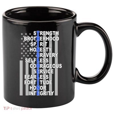 Thin Blue Line Blue Lives Us Flag 11oz C Handle Ceramic Mug