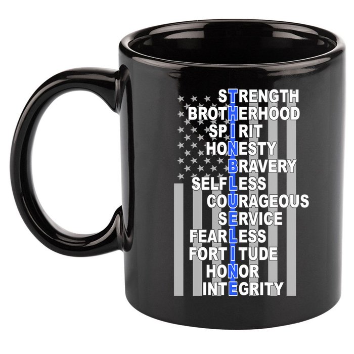 Thin Blue Line Blue Lives Us Flag 11oz C Handle Ceramic Mug