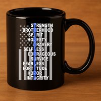 Thin Blue Line Blue Lives Us Flag 11oz C Handle Ceramic Mug