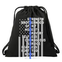 Thin Blue Line Blue Lives Us Flag Drawstring Bag