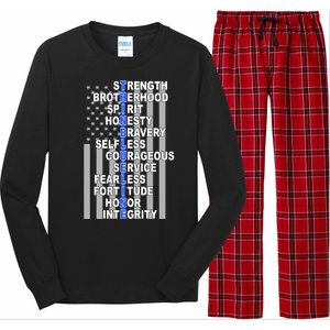 Thin Blue Line Blue Lives Us Flag Long Sleeve Pajama Set