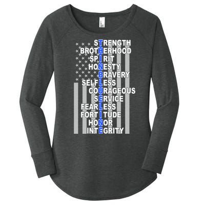 Thin Blue Line Blue Lives Us Flag Women's Perfect Tri Tunic Long Sleeve Shirt