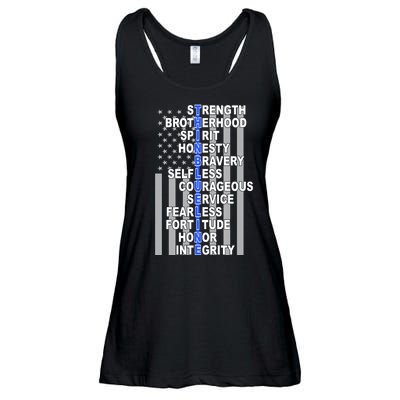 Thin Blue Line Blue Lives Us Flag Ladies Essential Flowy Tank