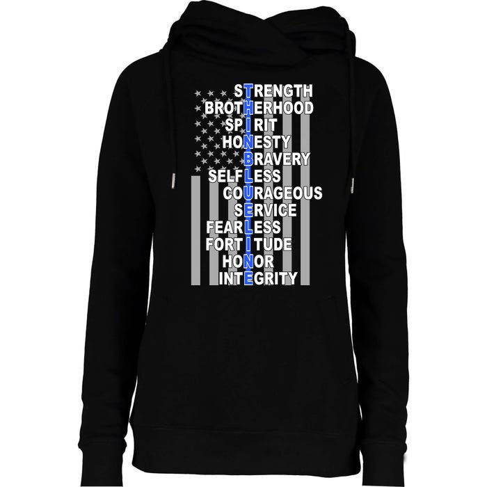 Thin Blue Line Blue Lives Us Flag Womens Funnel Neck Pullover Hood