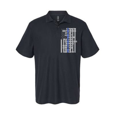 Thin Blue Line Blue Lives Us Flag Softstyle Adult Sport Polo