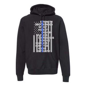 Thin Blue Line Blue Lives Us Flag Premium Hoodie