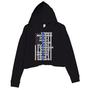 Thin Blue Line Blue Lives Us Flag Crop Fleece Hoodie