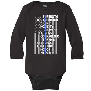 Thin Blue Line Blue Lives Us Flag Baby Long Sleeve Bodysuit