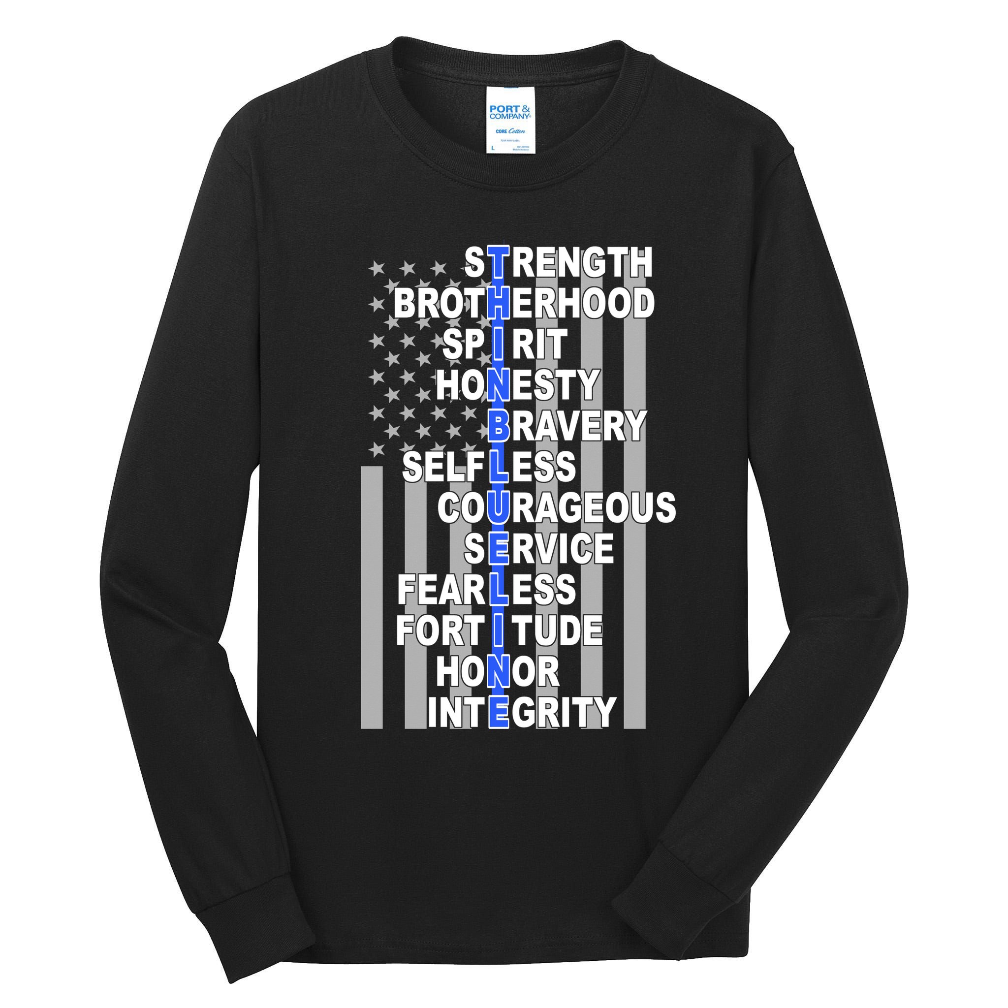 Thin Blue Line Blue Lives Us Flag Tall Long Sleeve T-Shirt
