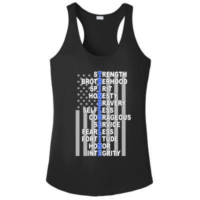 Thin Blue Line Blue Lives Us Flag Ladies PosiCharge Competitor Racerback Tank