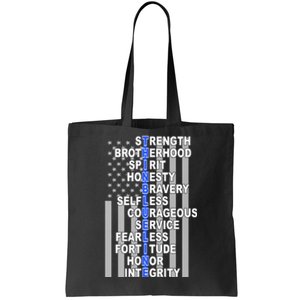 Thin Blue Line Blue Lives Us Flag Tote Bag