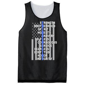 Thin Blue Line Blue Lives Us Flag Mesh Reversible Basketball Jersey Tank