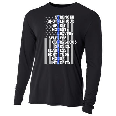 Thin Blue Line Blue Lives Us Flag Cooling Performance Long Sleeve Crew