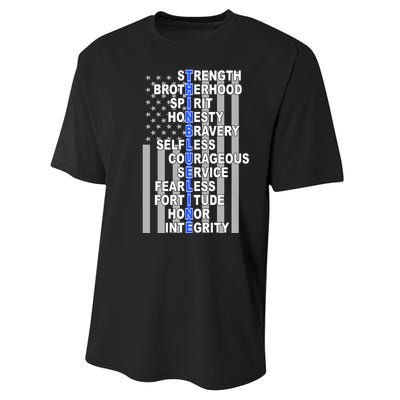 Thin Blue Line Blue Lives Us Flag Performance Sprint T-Shirt