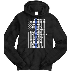 Thin Blue Line Blue Lives Us Flag Tie Dye Hoodie