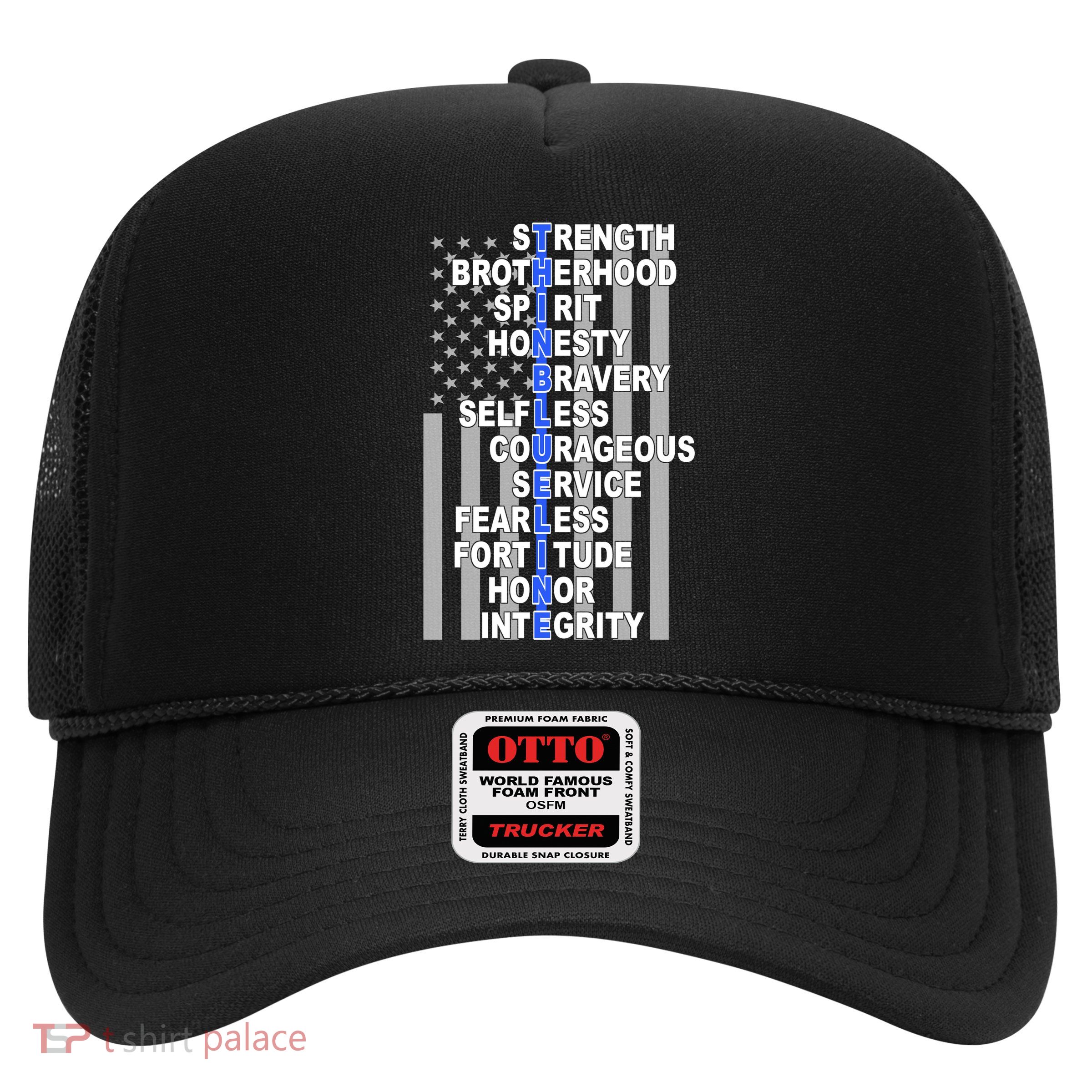 Thin Blue Line Blue Lives Us Flag Trucker Hat