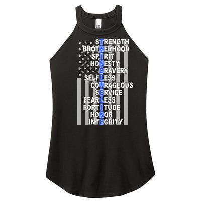 Thin Blue Line Blue Lives Us Flag Women’s Perfect Tri Rocker Tank