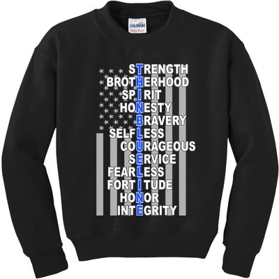 Thin Blue Line Blue Lives Us Flag Kids Sweatshirt