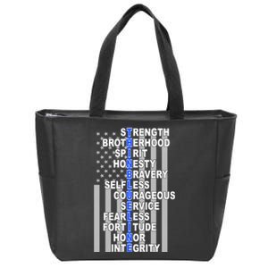 Thin Blue Line Blue Lives Us Flag Zip Tote Bag