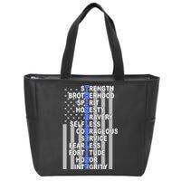 Thin Blue Line Blue Lives Us Flag Zip Tote Bag