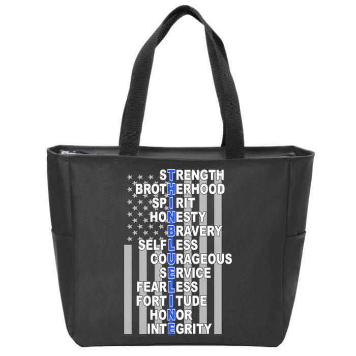 Thin Blue Line Blue Lives Us Flag Zip Tote Bag