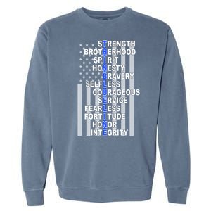 Thin Blue Line Blue Lives Us Flag Garment-Dyed Sweatshirt